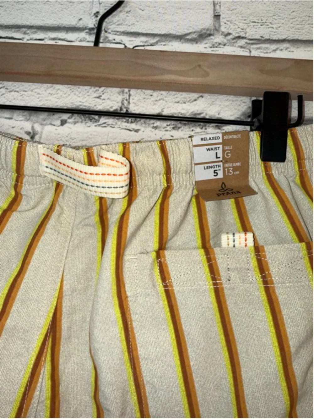Men's Prana Shorts size Large Indio Heritage Shorts Yarrow Striped 5’ inseam NWT - Picture 12 of 16